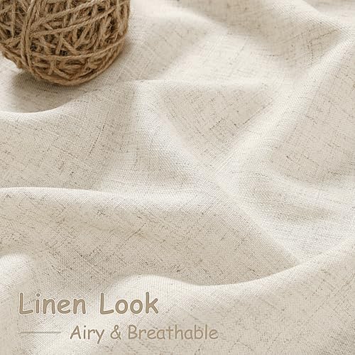 Nanspring Warm Beige Linen Curtains 72 Inch Length for Living Room