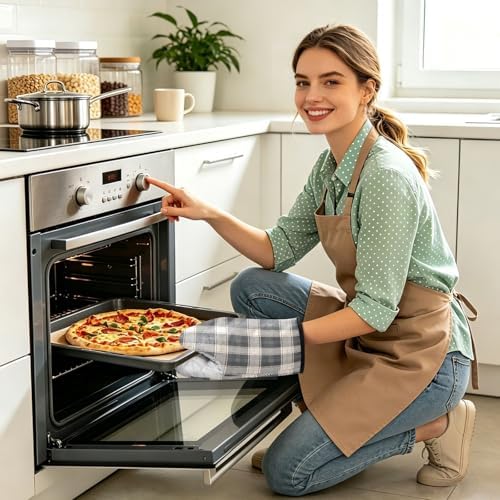 Netural Plaid Gray Non-Slip Oven Mitts Set Heat Resistant Kitchen
