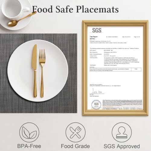 HOOMIL Placemats Set of 6, Heat Resistant, Dark Gray