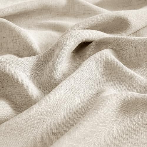 MIULEE Beige Linen Curtains 52x84 Inch 2 Panels for Bedroom Living