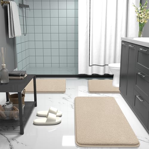 OLANLY Memory Foam Bathroom Rugs Mats Sets 2 Piece, 24"x16"+30"x20"