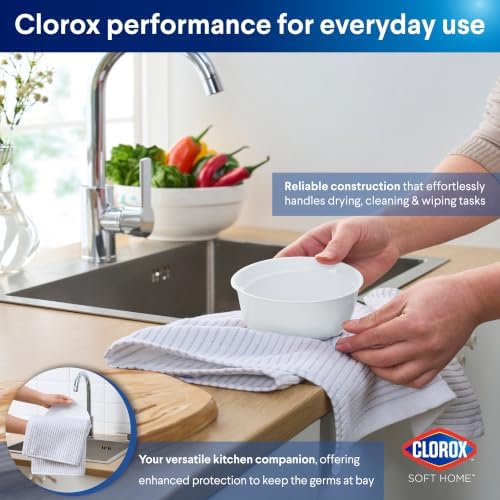 Clorox Kitchen 4 Towel Set - 100% Cotton Quick Dry Soft Absorbent