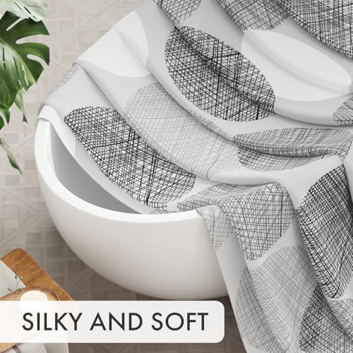 AmazerBath Grey Shower Curtain, Washable Cloth Gray Dots Shower