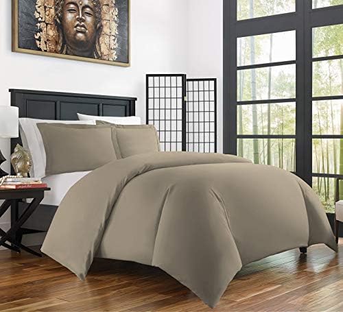 100% Pure Cotton Duvet Cover Set, 600 Thread Count with Zipper &