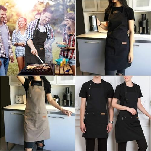 Canvas Aprons for Women Men with Pockets Adjustable Straps Canvas