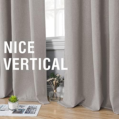 Grommet Curtains Faux Linen for Bedroom 2 Panels, 84 inches Long Room