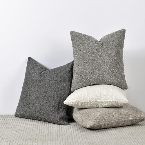 Sunkifover Textured Boucle Throw Pillow Cover 18x18 Inch, Accent Solid