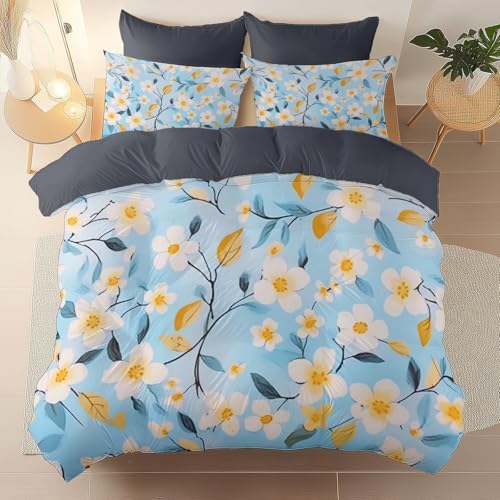 Duvet Cover King, Reversible Printed Comforter Cover Set Watercolor