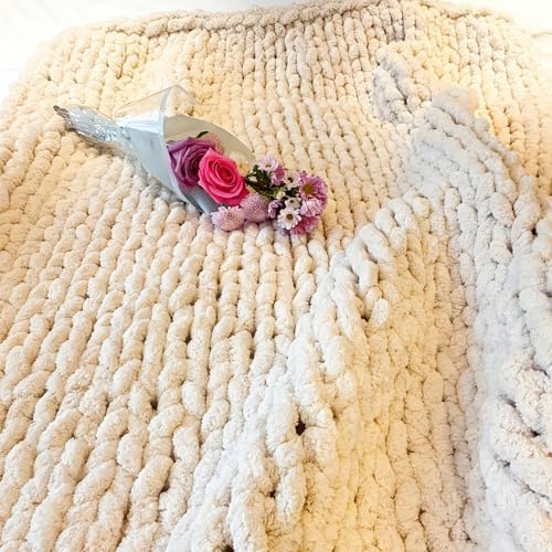 Soft Chunky Knit Throw Blanket for Couch, Cozy Warm Knitted Blankets