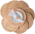 13.8" Set of 8 Round Water Hyacinth Placemats by Laquedecraft