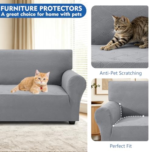 XINEAGE 3-Seater Sofa Slipcover Pet Friendly,Stretch Couch Cover,Light