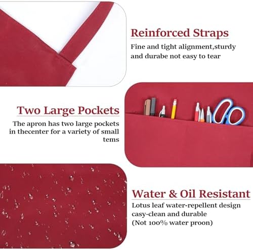 Dimeho Bib Aprons 12 Pcs Bulk, Mixed Color Commercial Apron with 2