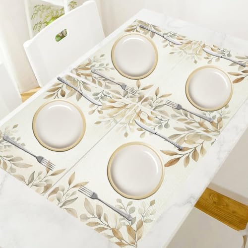 Olive Leaves Placemats Set of 2 - Durable Soft Washable Table