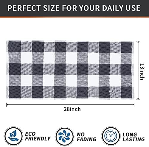 Mordimy Cotton Weave Kitchen Towels, 13"x 28", 4 Pack, White & Dark