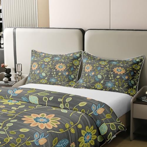 Erosebridal Vintage Floral 100% Cotton Comforter Cover Queen Geometric