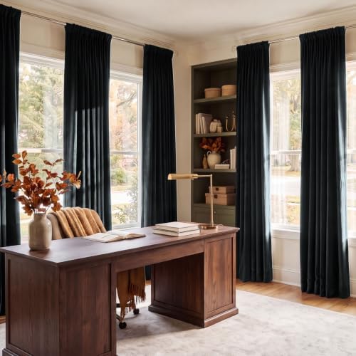 Plush Velvet Curtains for Living Room (1 Panel) - 50W x 120L, Black