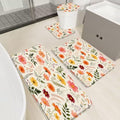 Boho Floral Wildflower Bathroom Rugs Sets 4 Pcs