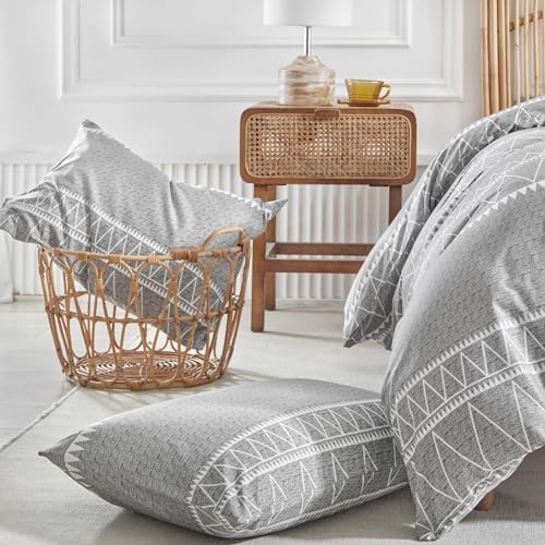 Lekesky Boho Grey Duvet Cover Set Twin, Lightweight Soft Microfiber