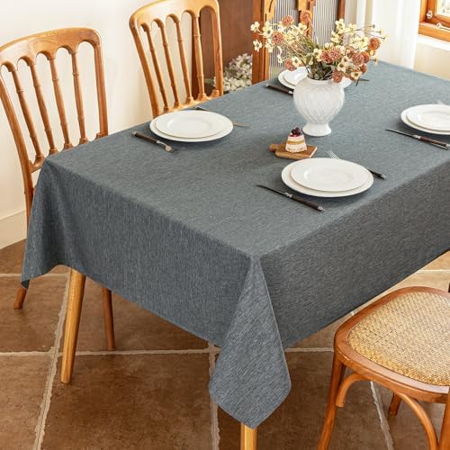 Seenus Gray Faux Linen Fabric Tablecloth for 4 ft Rectangle Table