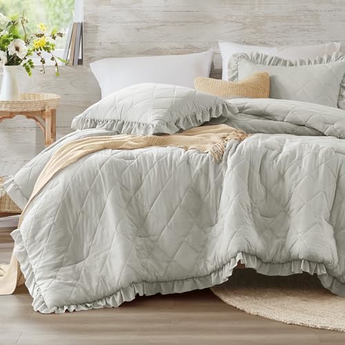 Degrees of Comfort Ruffle Edge Comforter Set - King/Cal King Gray
