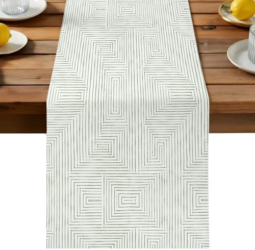 Minimalist Geometric Table Runner for Dining Table Rustic Modern Beige