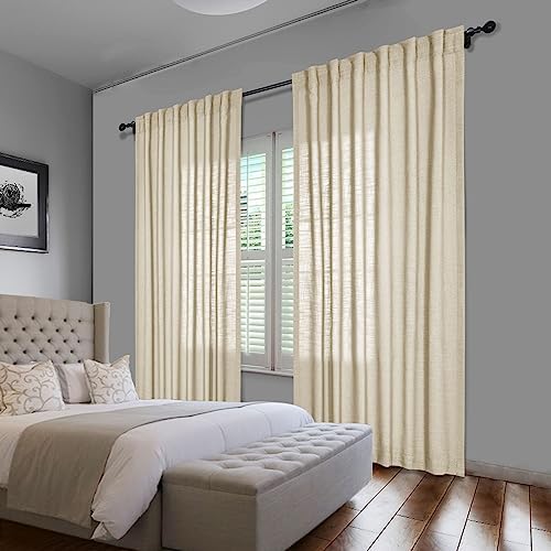 cololeaf Linen Curtains Natural White Curtains 84 inches Long Neutral