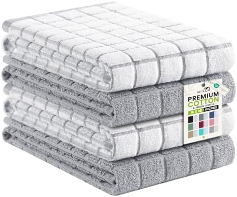 Kitinjoy Premium Kitchen Towels (16"x 28", 4 Pack), Large 100% Cotton