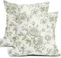 Sage Green and White Floral Throw Pillow Covers Chinoiserie Cushion