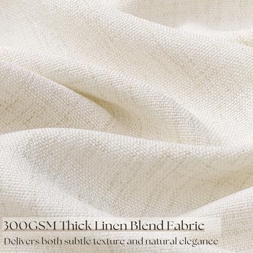84 Inch Length Natural Linen Curtains Light Filtering 2 Panels Set