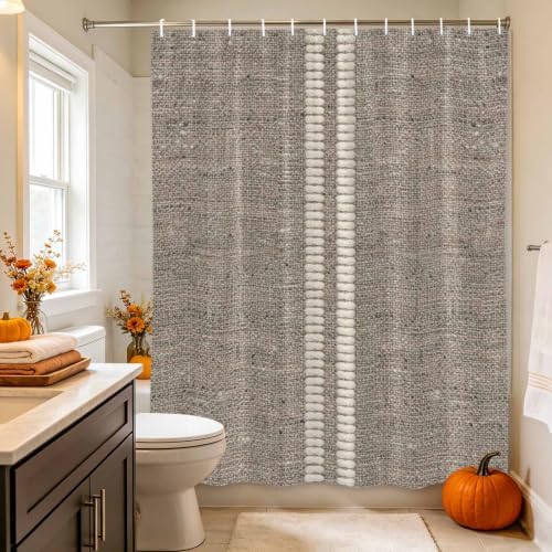 Long Shower Curtains 72" x 84", Farmhouse Grey Brown Washable Shower