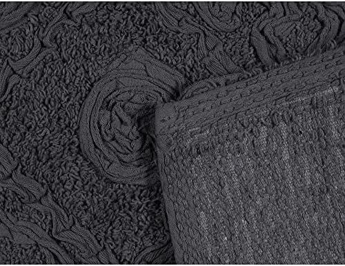 Stunning Hand Tufted Dark Gray Bathroom Rugs Set 3 Piece with Pretty