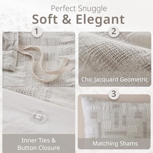 INK+IVY Queen Duvet Cover Set, Jacquard Weave Cotton Duvet Covers, All