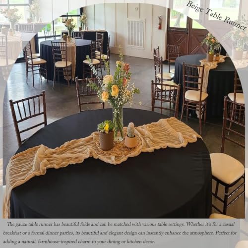 12 Pack Beige Table Runner 17x108 Inch Beige Cheesecloth Table Runner