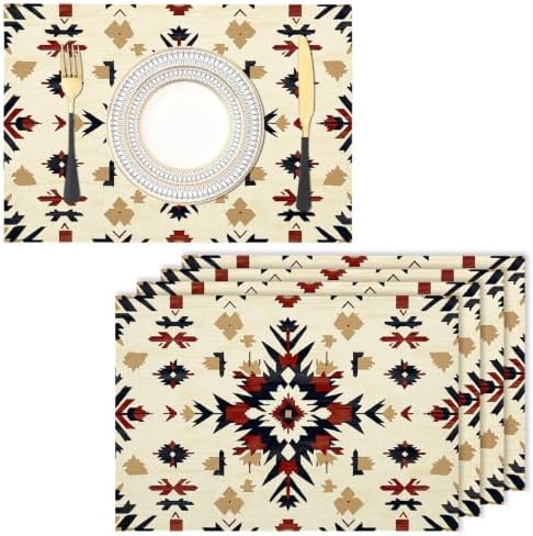 Placemats Washable Set of 2-30 x 45 cm Geometry Placemats, Beige
