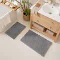 Cupic Cupid Chenille Bath Mat Sets of 2, Non Slip Bathroom Rugs, Grey