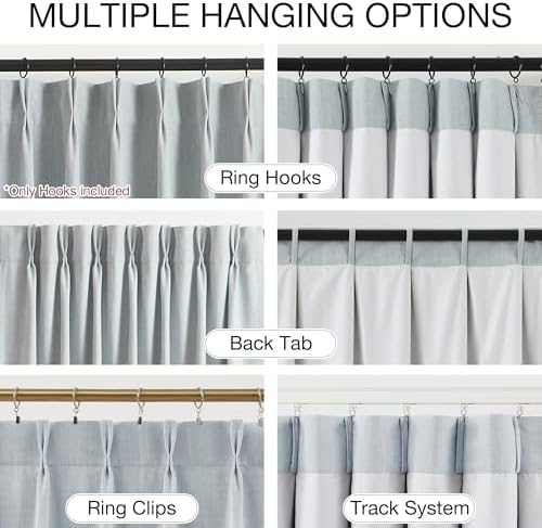 Kayne Studio Blue Gray Pinch Pleated Back Tab Full Blackout Curtains