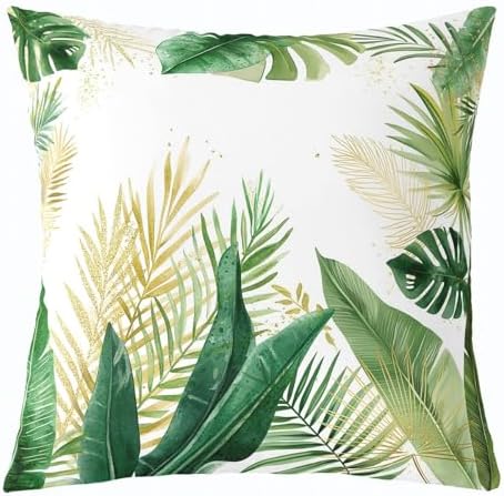 Feelyou Palm Leaf Throw Pillow Covers 22"x22" Set of 2 Tropical Leaves