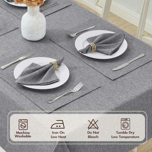 Gray 60x120 Rectangle Polyester Linen Farmhouse Tablecloth