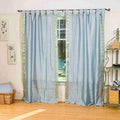 Gray Tab Top Sheer Sari Curtain / Drape / Panel - 43W x 96L - Pair