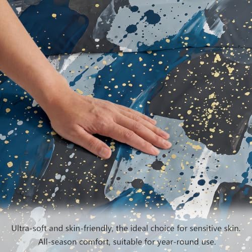 King Duvet Cover Set Soft Microfiber Abstract Ink Splash