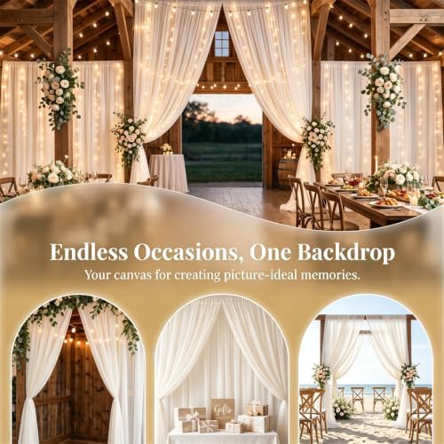 Ivory Sheer Chiffon Curtains 108 Inch Long 2 Panels Bedroom Living