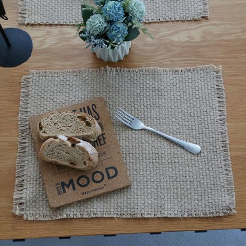 Beydodo Oblong Placemats Set of 8, Dining Table Placemats Jute 16x12