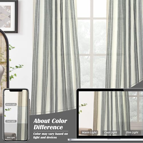 DriftAway Farmhouse Curtains for Living Room Vertical Striped Linen