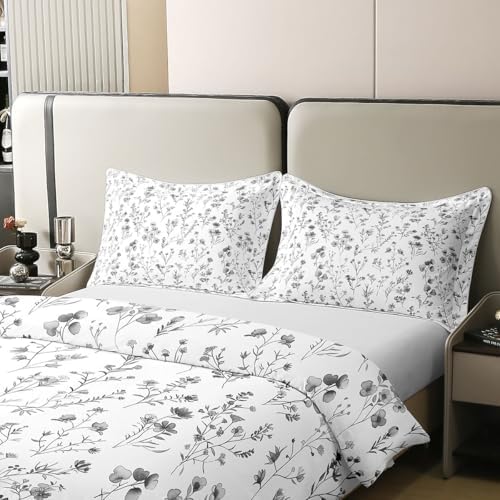 Erosebridal Botanical Floral 100% Cotton Duvet Cover Queen Size Modern