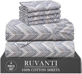 RUVANTI 100% Cotton Queen Sheets, Percale Queen Sheet Set, Inverted