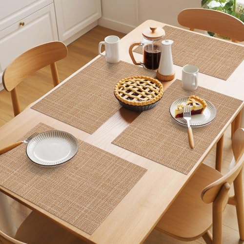 Round Placemats Set of 8 Minimalist Sandy Beige Place Mats Nature