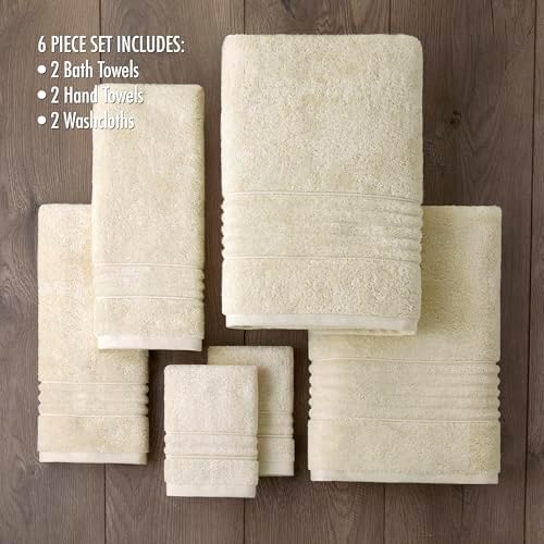 SKL Home Classic SoftTouch Cotton Premium 6-Piece Towel Set, Cream