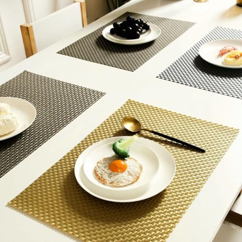 Dining Room Placemat 10PC, 11.82 x 17.72 Inches PVC Brown Grey Dining
