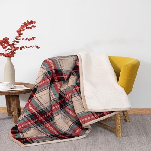 Sherpa Christmas Throw Blanket for Adults, Fleece Flannel Blankets