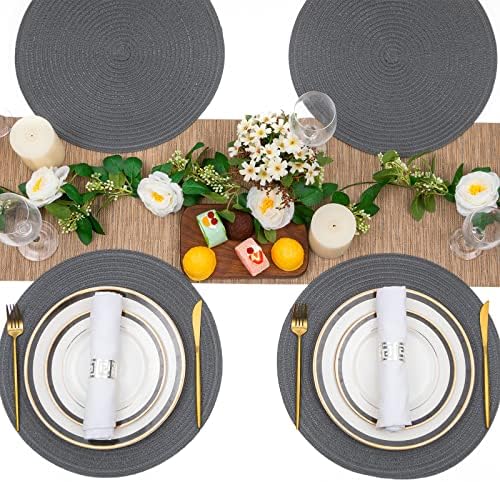 SHACOS Round Placemats Set of 6 Washable 15 inch Round Table Mats